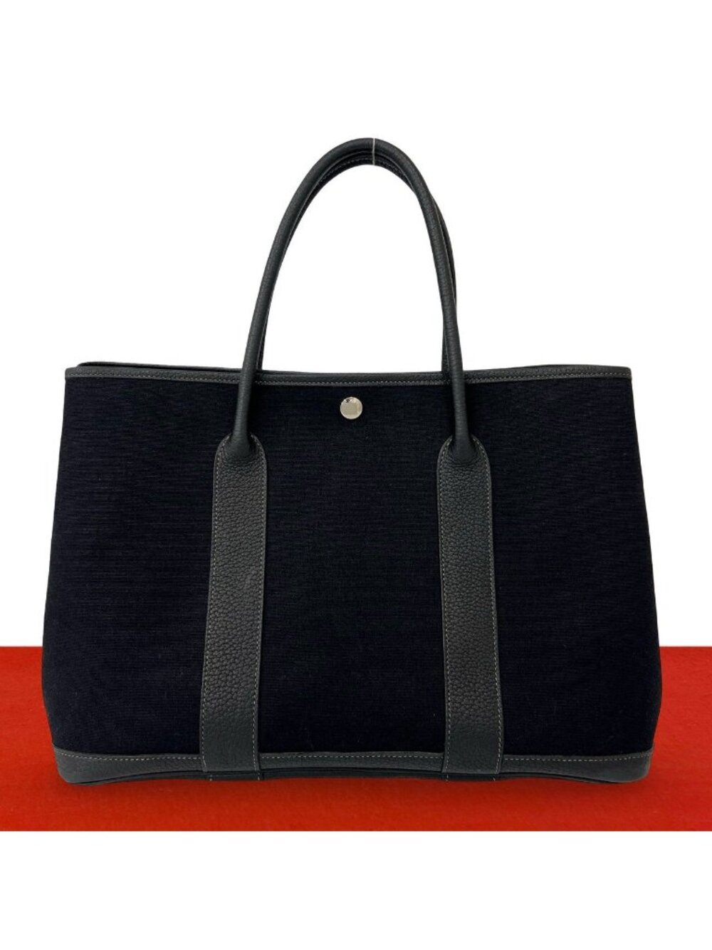 Hermes Garden Party PM Toile H Buffalo Tote Black